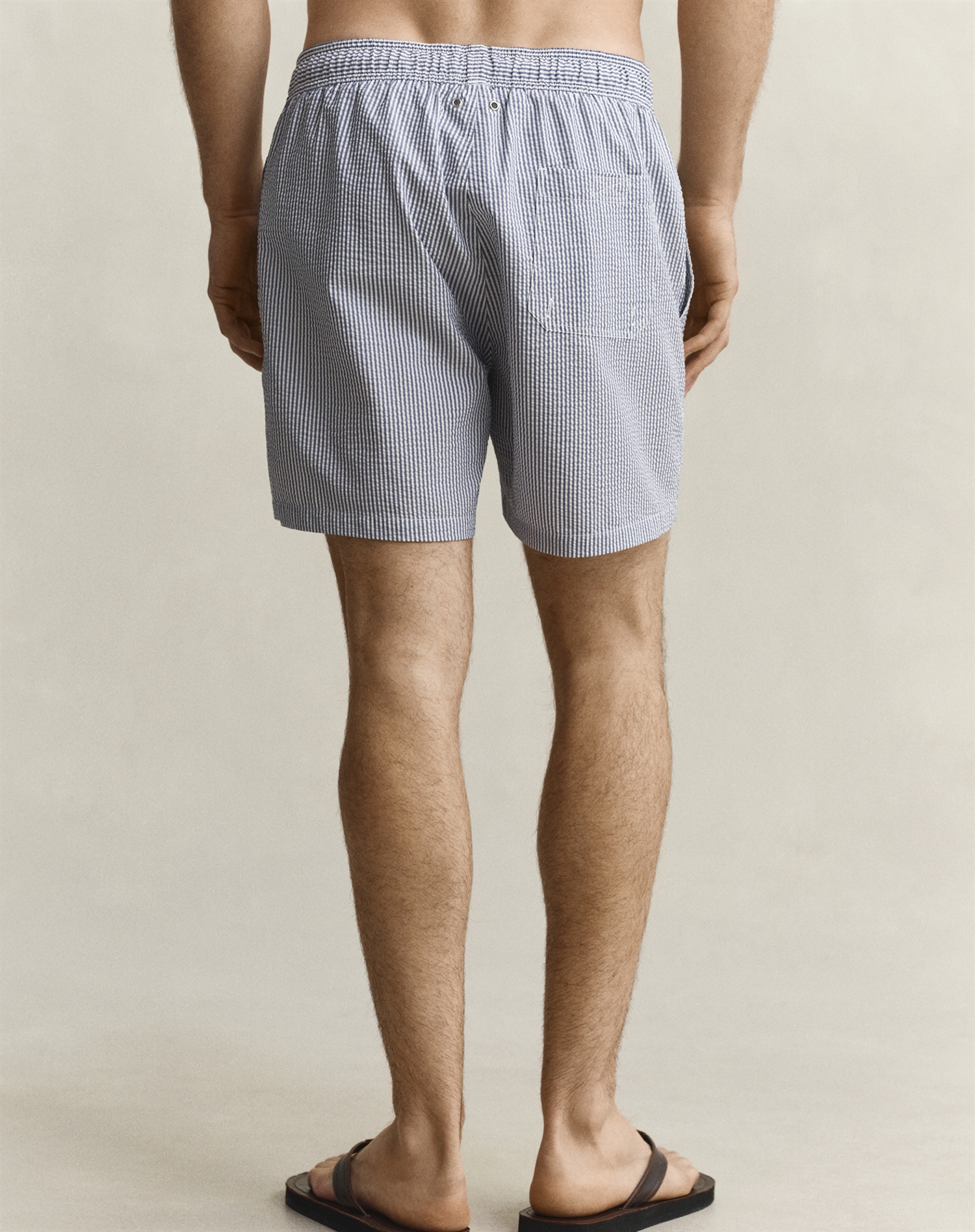 Gant - Striped Seersucker Badebukser - Vintage Blue